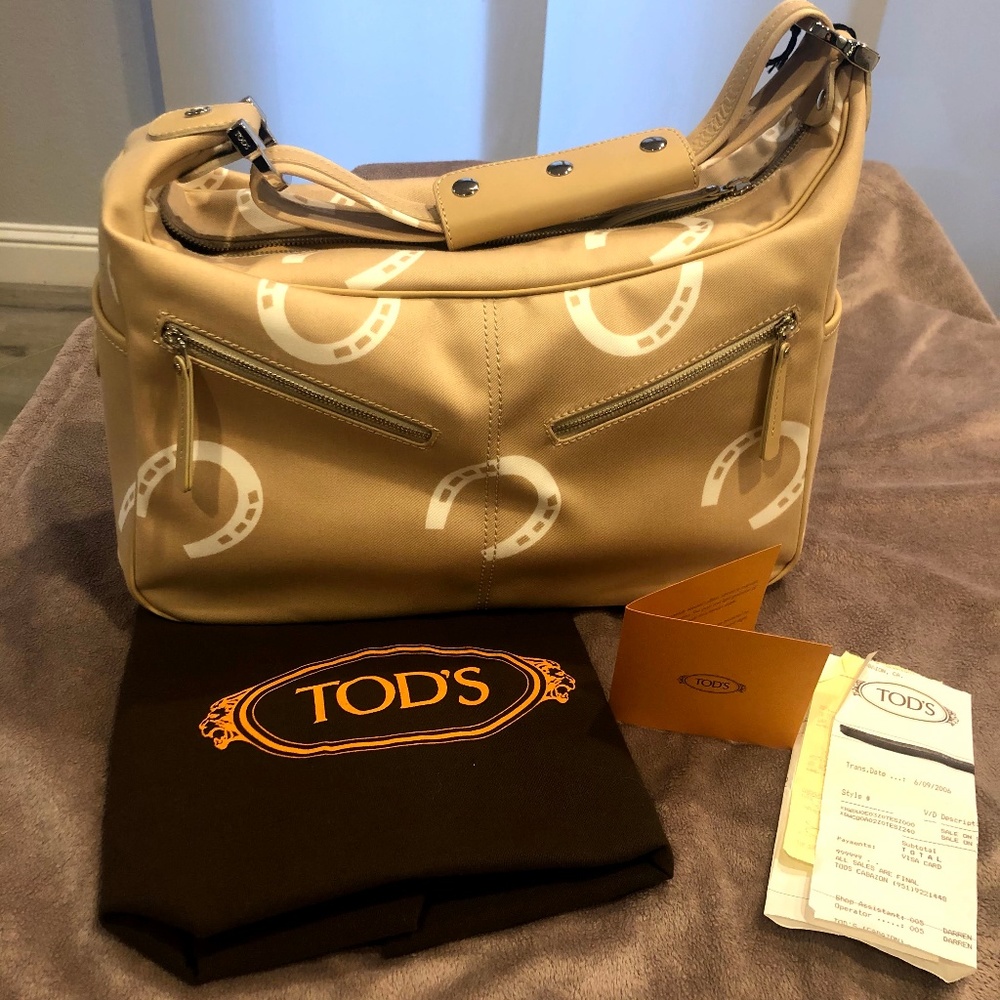Tod's NWT Authentic Miky, unique Horseshoe fabric